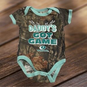 Mossy Baby Boy 3-6m Oak Green and Brown Camouflage Onesie